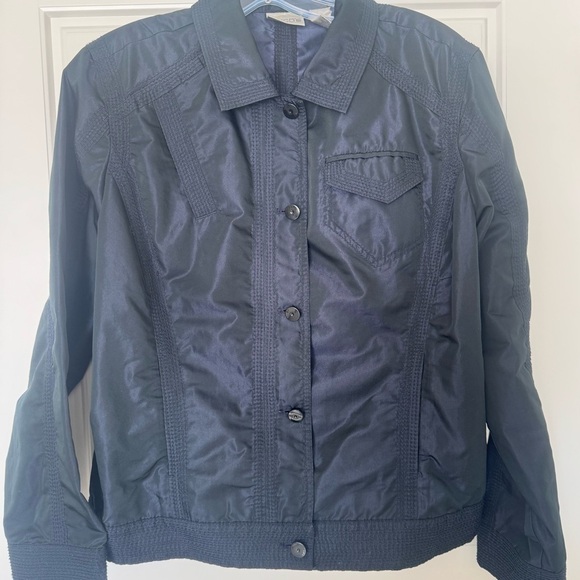 Chicos Sz 2 Womens Trucker Jacket Black Lightweight‎ Topstitching EUC! - Picture 10 of 10